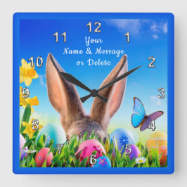Heitres Häschen, Narzissen-personalisierte Quadratische Wanduhr