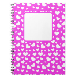 HEITSPINK MIT WEISSEN VALENTINEN LIEBEN HERZEN NOTIZBLOCK