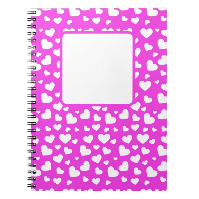 HEITSPINK MIT WEISSEN VALENTINEN LIEBEN HERZEN NOTIZBLOCK (Vorderseite)