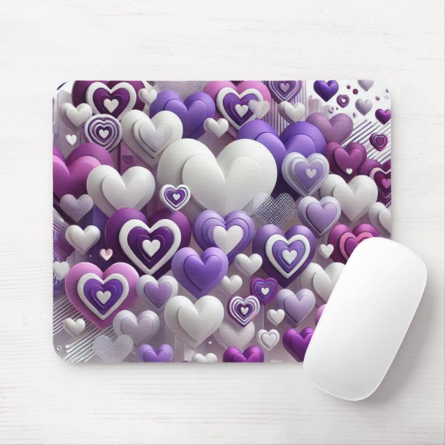 HEIZEN AUS LILA UND WEISSEN VALENTINSTAGEN MOUSEPAD (Mit Mouse)
