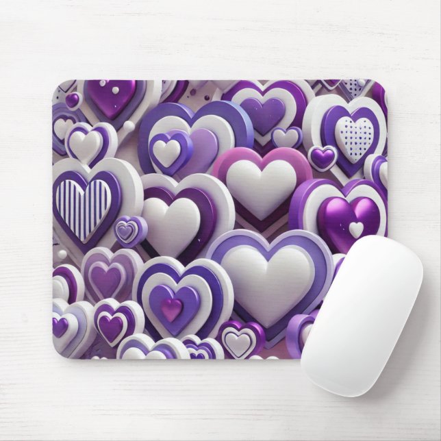 HEIZEN AUS LILA UND WEISSEN VALENTINSTAGEN MOUSEPAD (Mit Mouse)