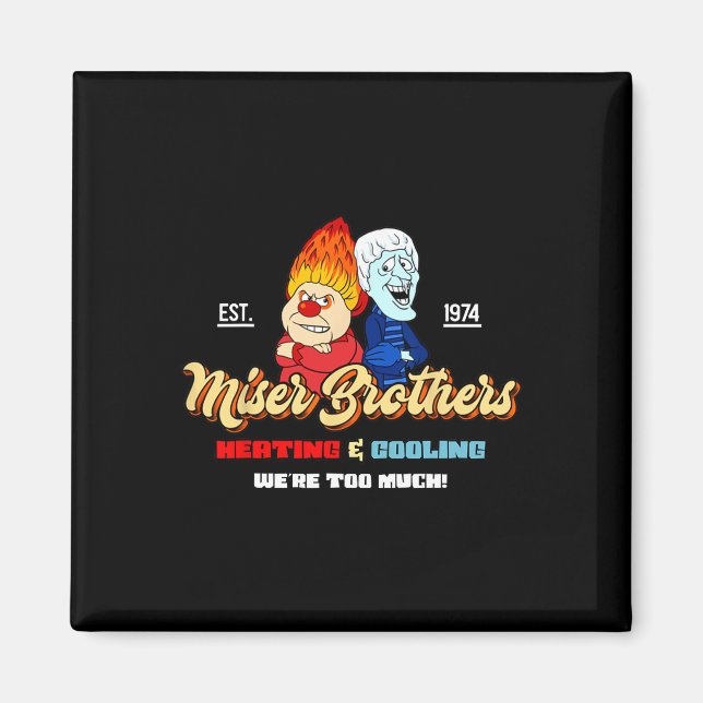 Heizung und Kühlung Brüder Weihnachten Retro  Magnet (Vorne)