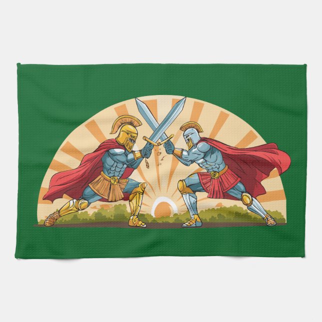 Hektor und Achilles Geschirrtuch (Horizontal)