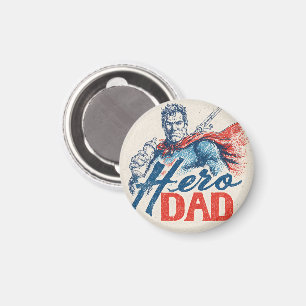 "Held Daddy" Superhelden-Illustration mit Babyflas Magnet