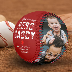 Held Daddy Vater-Tag 2 Foto-Collage Rot Baseball