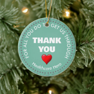 Held im Gesundheitswesen - anpassbare AQUA Danke Keramik Ornament