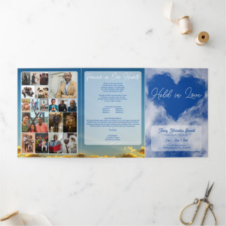 Held in Love Cloud Herz Trifold-Trauerprogramm Dreifach-gefaltete Programmkarte