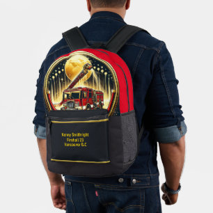 Helden des Alltags Feuerwehrwagen unter dem Golden Bedruckter Rucksack
