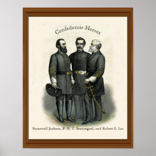 Helden des Bürgerkriegs Stonewall Beauregard Lee Poster