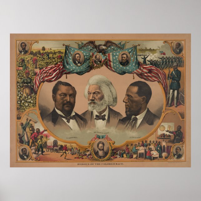 Helden des farbigen Rennens 1881 Frederick Douglas Poster (Vorne)