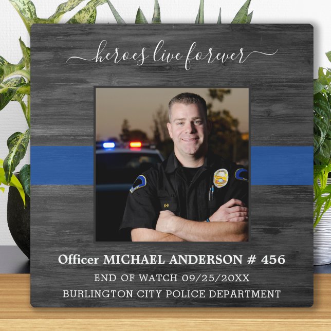 Helden leben für immer dünn blauer Linie Polizeige Fotoplatte (Von Creator hochgeladen)