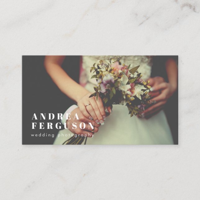 Heldenbild-Fotograf Links Align-Overlay Visitenkarte (Vorderseite)