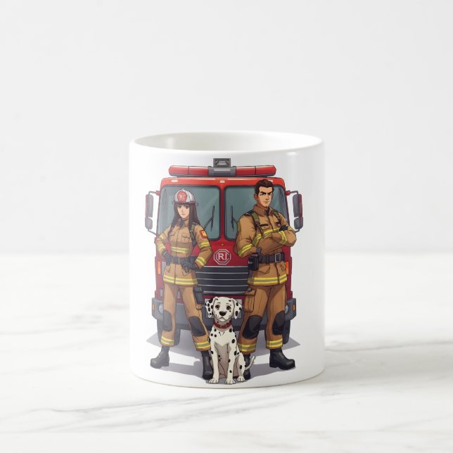 Heldenhafte Feuerwehrmänner & Dalmatiner Anime-Kaf Kaffeetasse (Mittel)