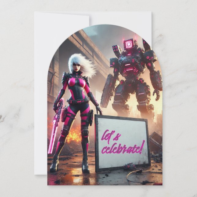 Heldenroboter Einladung (Vorderseite)