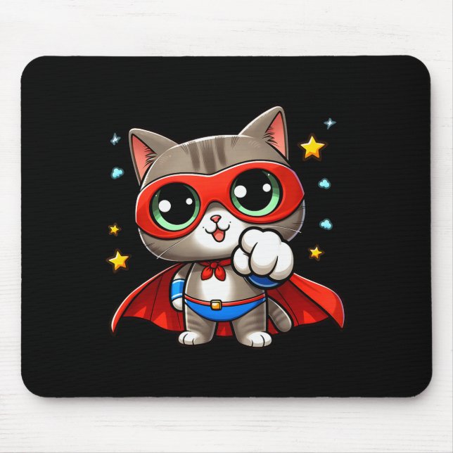 Heldensuperkatze mit Kapuzen-Geschenk Männer Kinde Mousepad (Vorne)