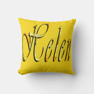 Helen, Girls Name Logo, Gelbes Kissen. Kissen