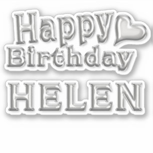 Helen Happy Birthday silver Aufkleber Sticker
