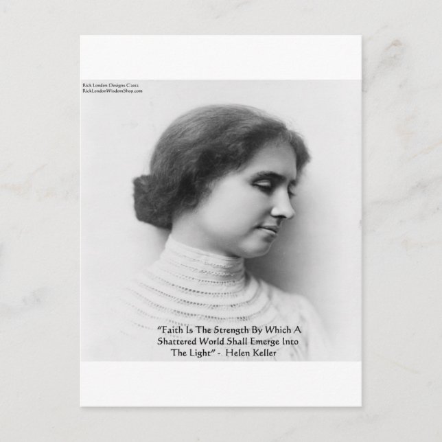 Helen Keller "Faith/Strength" Zitat von Weisheit Postkarte (Vorderseite)