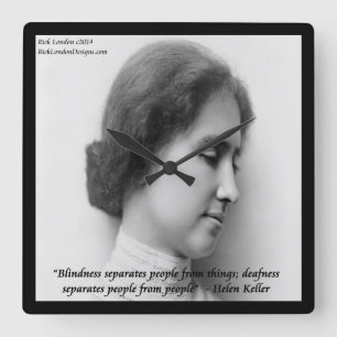 Helen Keller Famous Deaf/Blind Quote Wall Clock Quadratische Wanduhr
