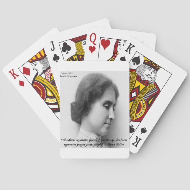 Helen Keller & Famous Deaf/Blindes Zitat Spielkarten (Rückseite)