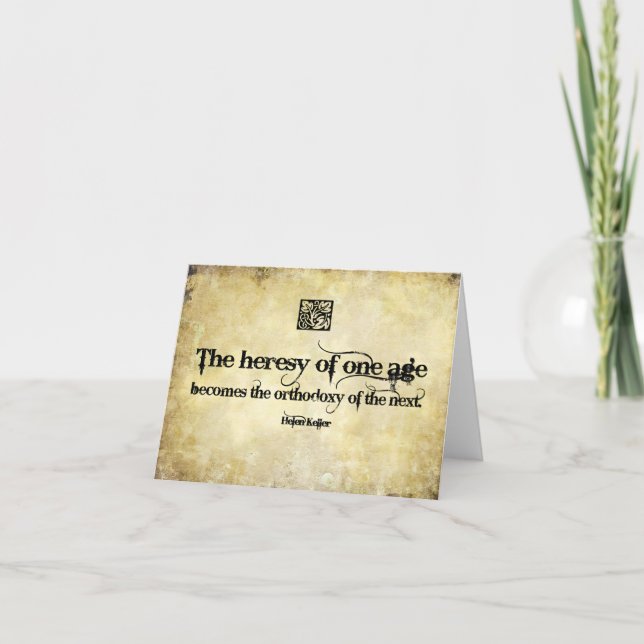 Helen Keller Inspiration Zitat Heresy eines Alters Dankeskarte (Vorderseite)