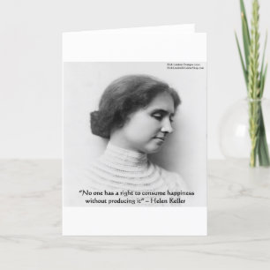 Helen Keller "Recht auf Glück" Weisheitszitat Gesc Karte