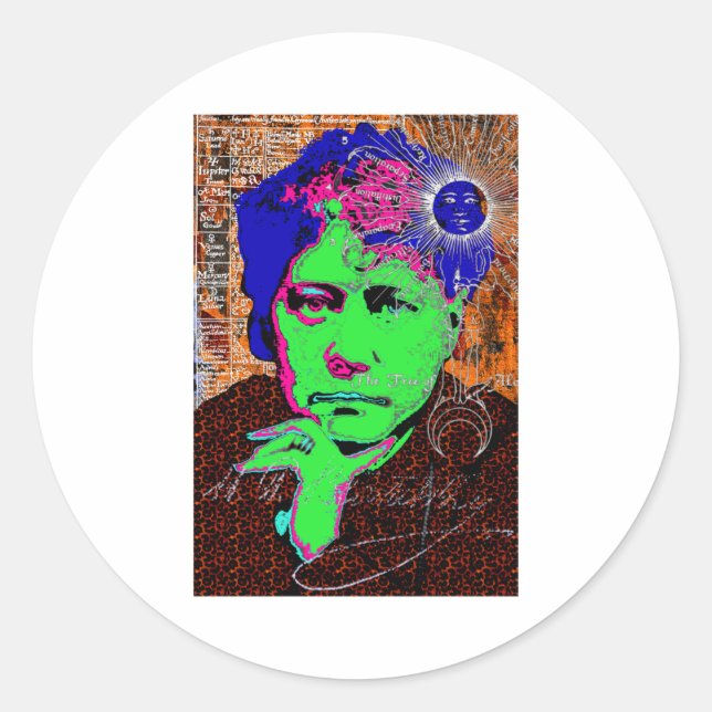 Helena Blavatsky Theosophy Occult Esoteric New Age Runder Aufkleber (Vorderseite)