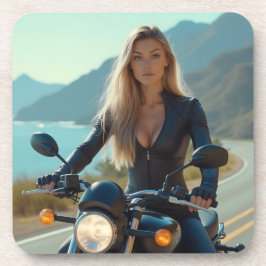 Helena Chevalier auf der Autobahn-Reise entlang de Getränkeuntersetzer