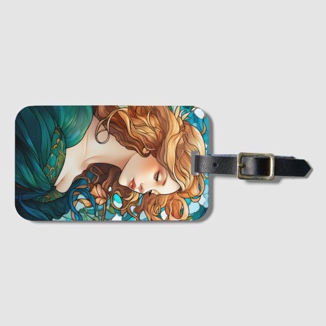 Helena - Dark Blonde Woman in Art Nouveau Style Gepäckanhänger (Vorderseite (Horizontal))