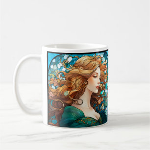 Helena - Dunkelblonde Frau im Jugendstil Kaffeetasse