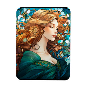 Helena - Dunkelblonde Frau im Jugendstil Magnet