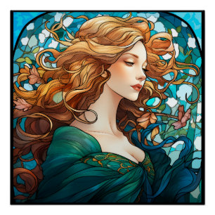 Helena - Dunkelblonde Frau im Jugendstil Poster