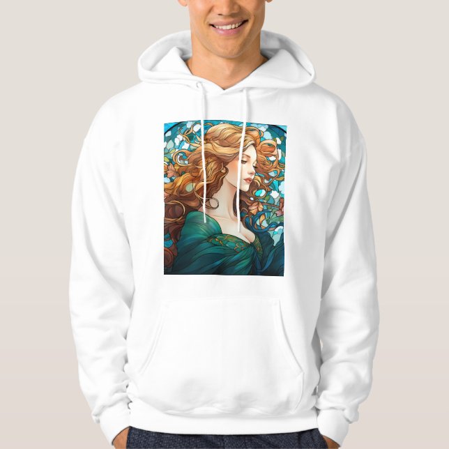 Helena - Dunkle Blonde Frau im Jugendstil Hoodie (Vorderseite)