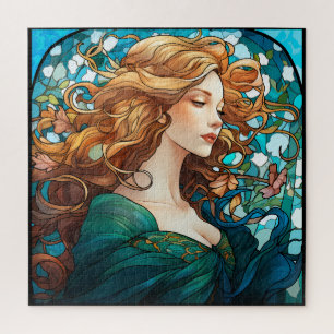 Helena - Dunkle Blonde Frau im Jugendstil Puzzle