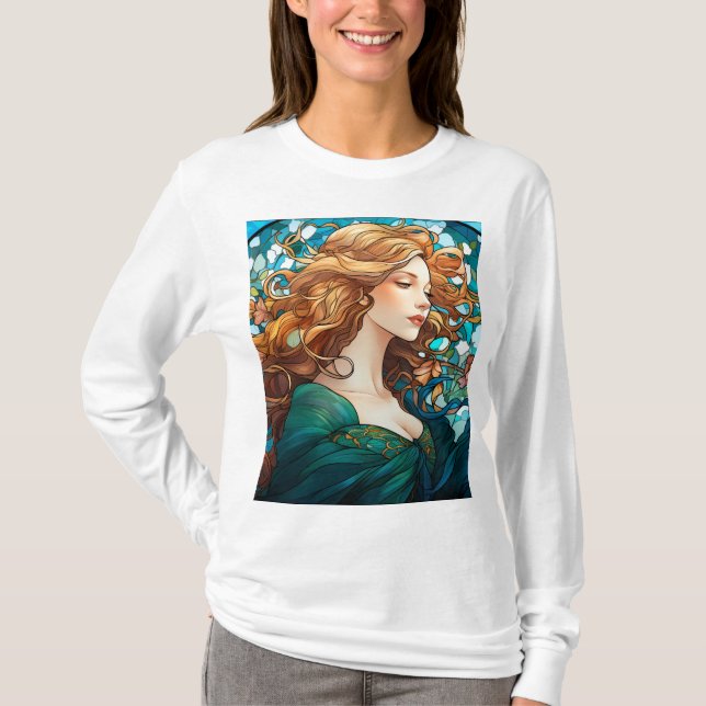 Helena - Dunkle Blonde Frau im Jugendstil T-Shirt (Vorderseite)