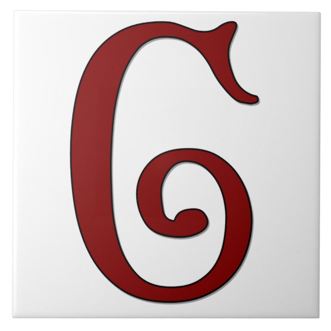 Helena Letter C in Roter Monogramm-Tile Fliese (Vorderseite)