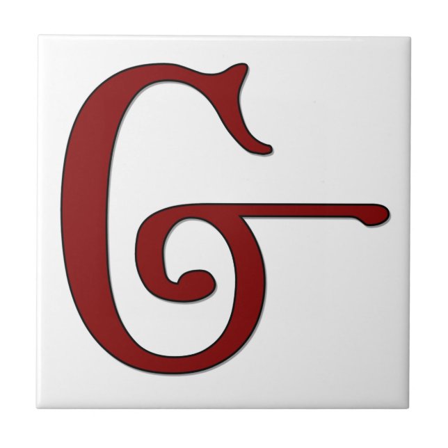 Helena Letter G in Roter Monogramm-Tile Fliese (Vorderseite)