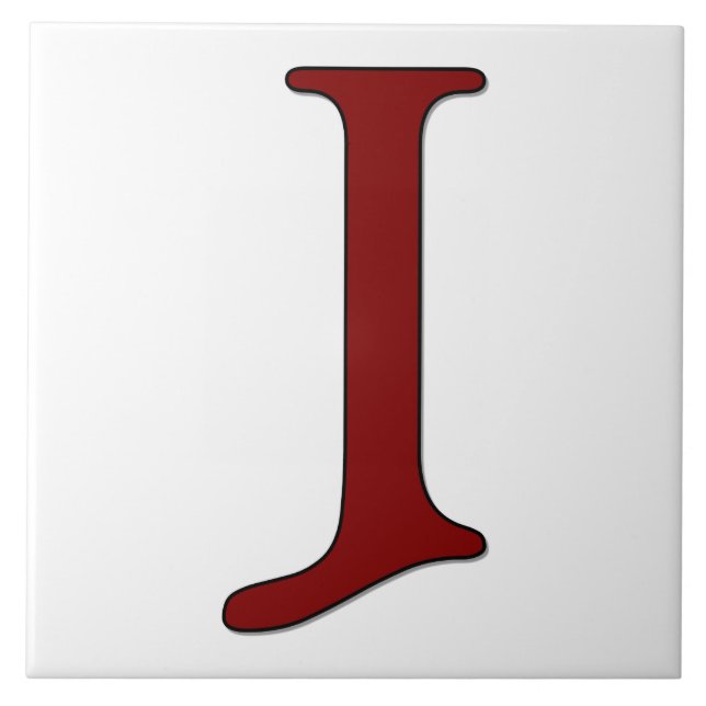 Helena Letter J in Red Monogram Tile Fliese (Vorderseite)