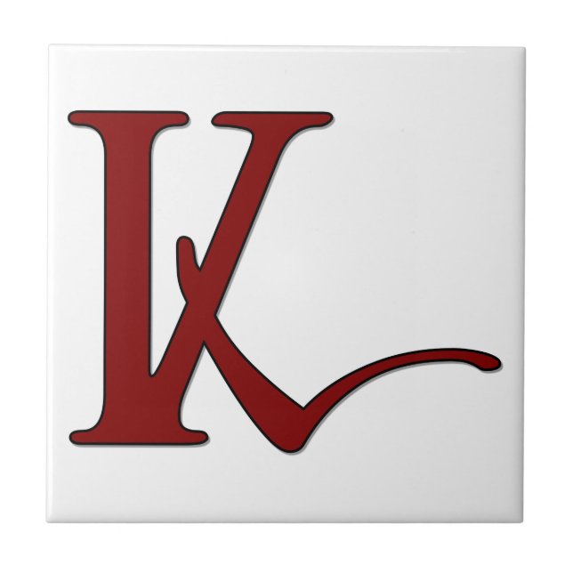 Helena Letter K in Roter Monogramm-Tile Fliese (Vorderseite)