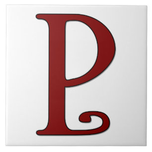Helena Letter P in Red Monogram Tile Fliese