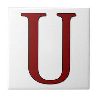 Helena Letter U in Red Monogram Tile Fliese