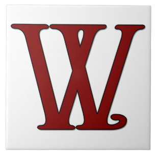 Helena Letter W in Roter Monogramm-Tile Fliese