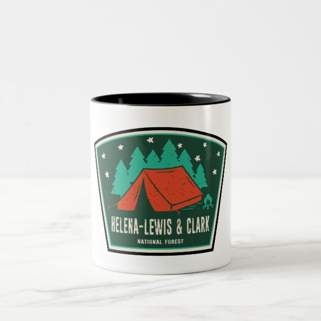 Helena-Lewis und Clark National Forest Camping Zweifarbige Tasse (Mittel)