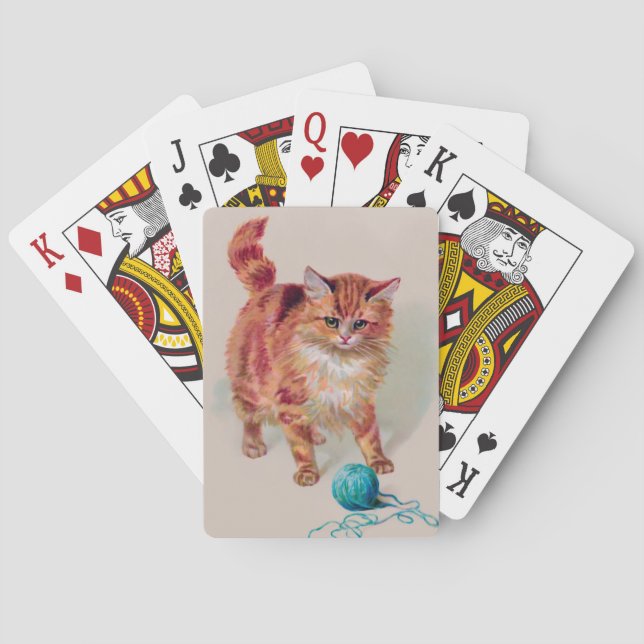 Helena Maguire Orange Cat with Blue Yarn Spielkarten (Rückseite)