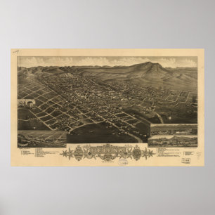 Helena Montana 1883 Antike Panoramakarte Poster