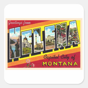 Helena Montana MT Vintager Großbuchstabe Postkarte Quadratischer Aufkleber