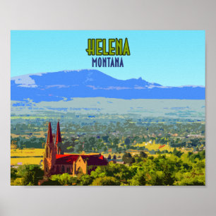Helena Montana Sleeping Giant Berge Vintage Poster