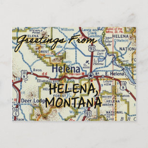 Helena MT Vintag Map Postkarte