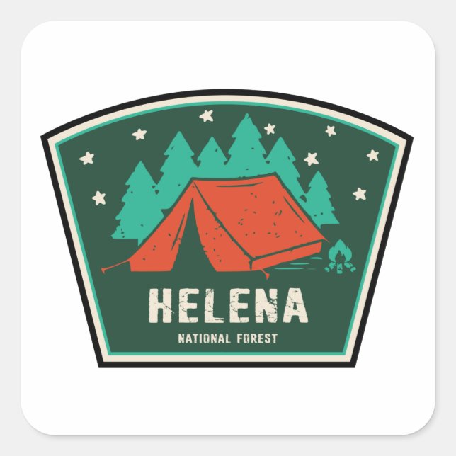Helena National Forest Camping Quadratischer Aufkleber (Vorderseite)