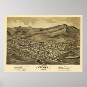 Helena, panoramische Karte M.Ü.s - 1875 Poster